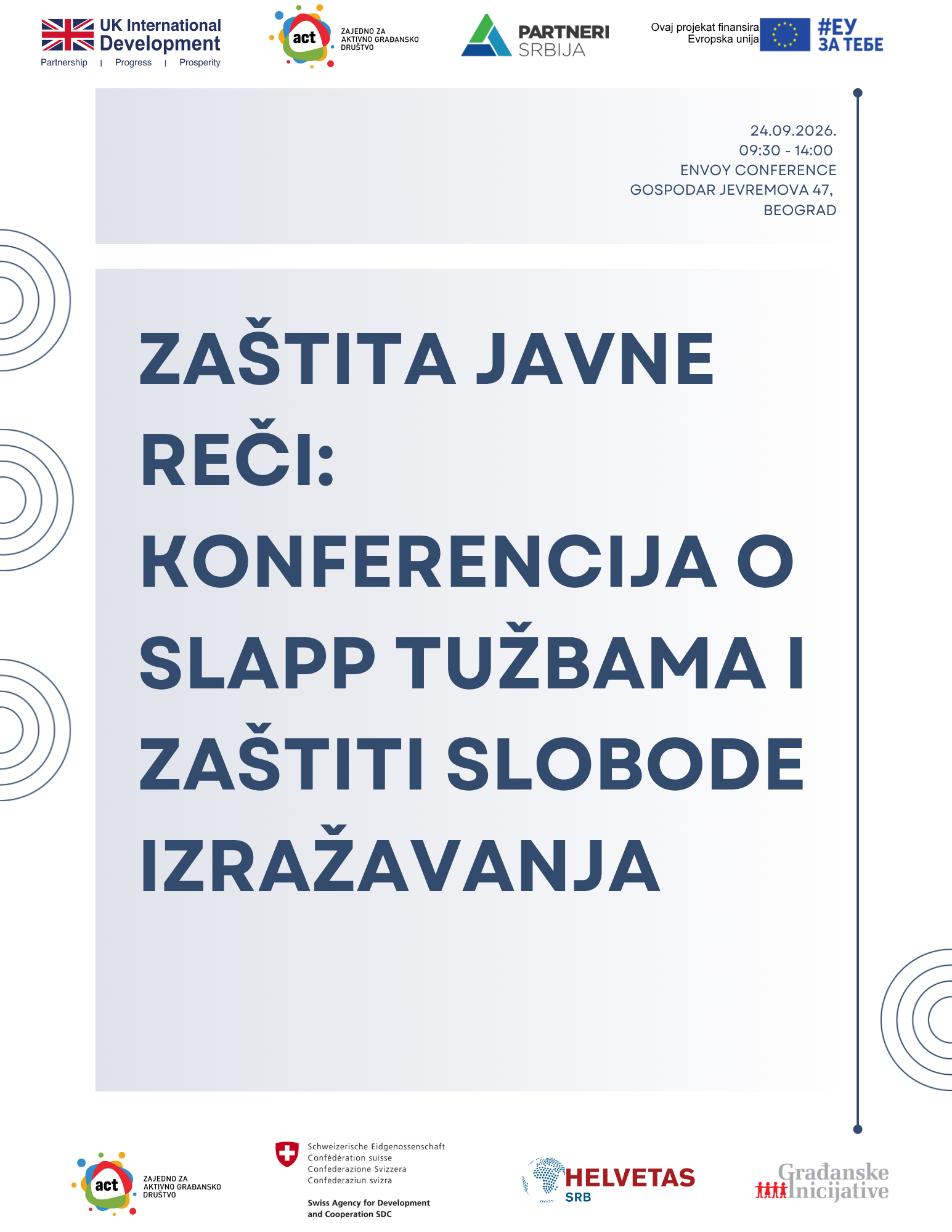 Zaštita javne reči: Konferencija o SLAPP tužbama i zaštiti slobode izražavanja